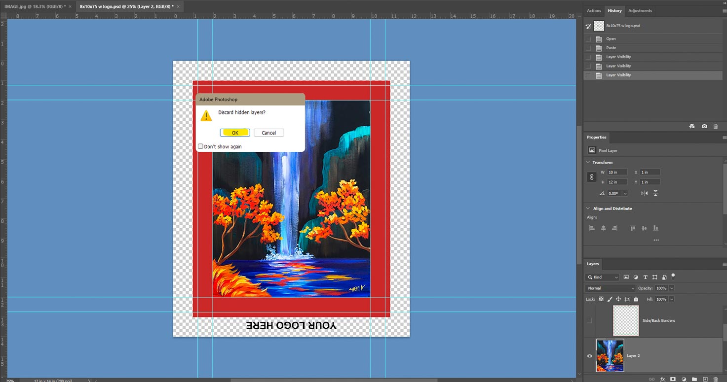 Solid Wrap Canvas Image Setup Step 10.2